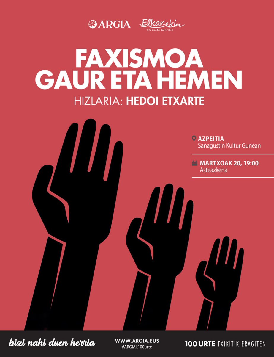 Hitzaldia: 'Faxismoa gaur eta hemen' Hitzaldia: 'Faxismoa gaur eta hemen'